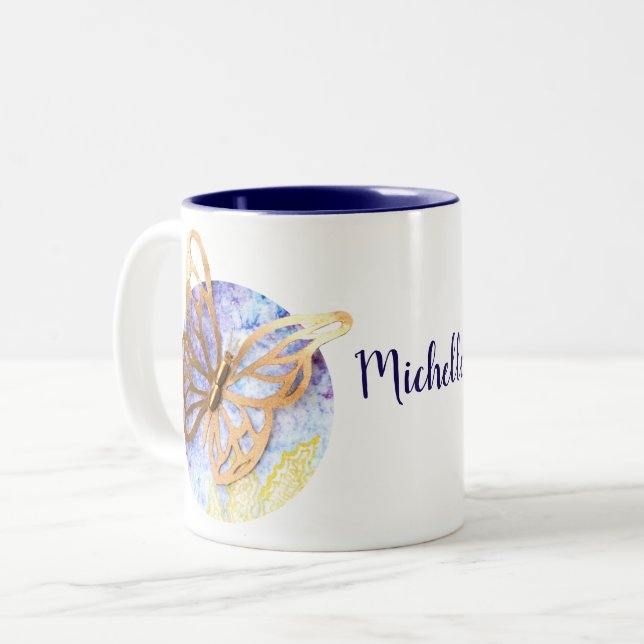 Personalised 2-tones Mug with Butterfly (Front Left)