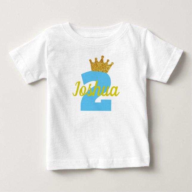 Personalised 2nd Birthday Crown Boy's Shirt (Front)