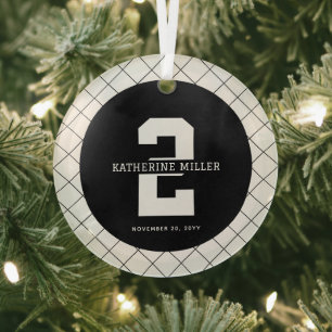 Personalised 2nd Birthday Modern and Elegant Glass Tree Decoration