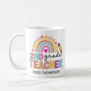 Personalised 2nd Grade Rainbow Teacher Coffee Mug
