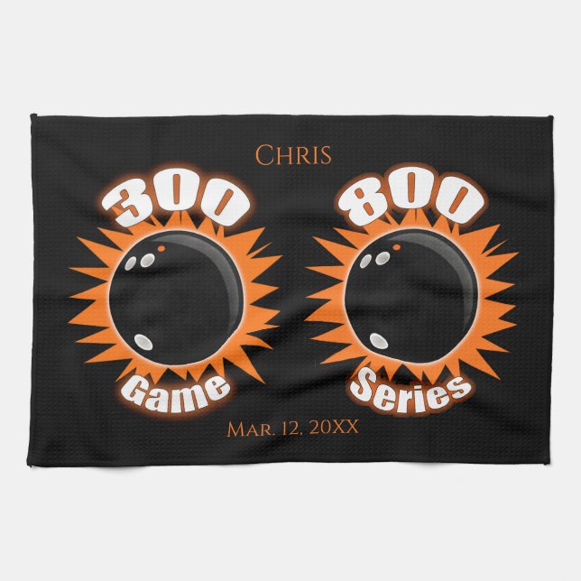 Personalised 300 Game & 800 Series Bowling Kitchen Tea Towel (Horizontal)