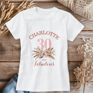 Personalised, 30 and Fabulous Flower T-Shirt