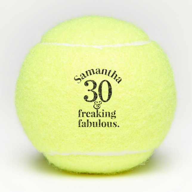 Personalised 30 & Fabulous Birthday Tennis Balls (Front)
