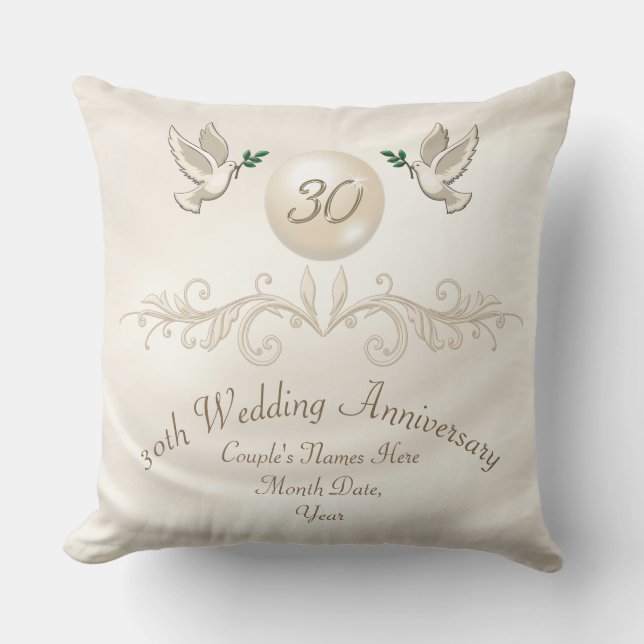 Personalised 30 Year Anniversary Gift for Wife Cushion (Front)