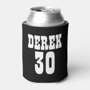Personalised 30th Birthday Black White Can Cooler