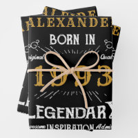 Personalised 30th Birthday Born 1993 Vintage Black