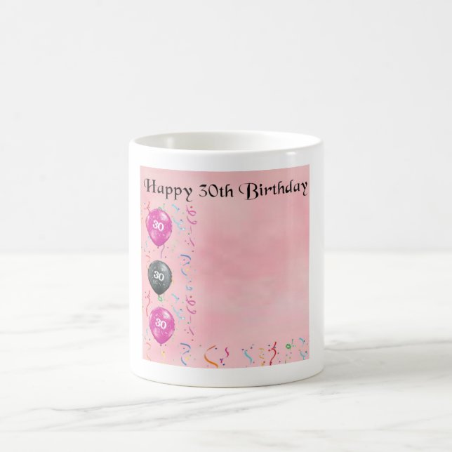Personalised 30th Birthday Design Mug - Pink (Center)