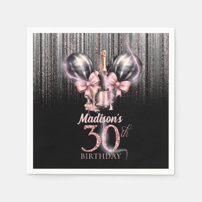 Personalised 30th Birthday Luxury champagne Napkin (Front)