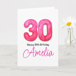 Personalised 30th Birthday Number Balloon Card