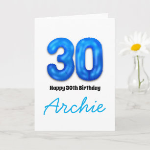 Personalised 30th Birthday Number Balloon Card