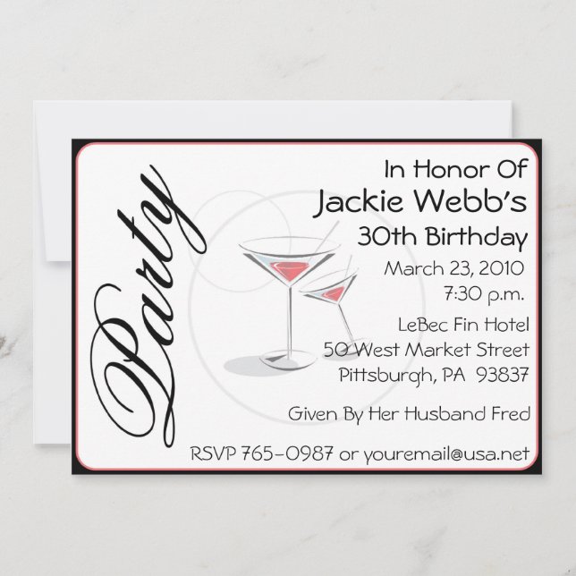 Personalised 30th Birthday Party Invitation (Front)
