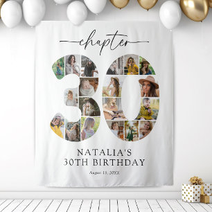 Personalised 30th Birthday Photo Collage Tapestry