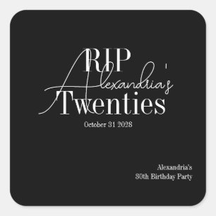 Personalised 30th birthday RIP 20s party Square Sticker