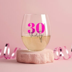 Personalised 30th Birthday Stemless Wine Glass