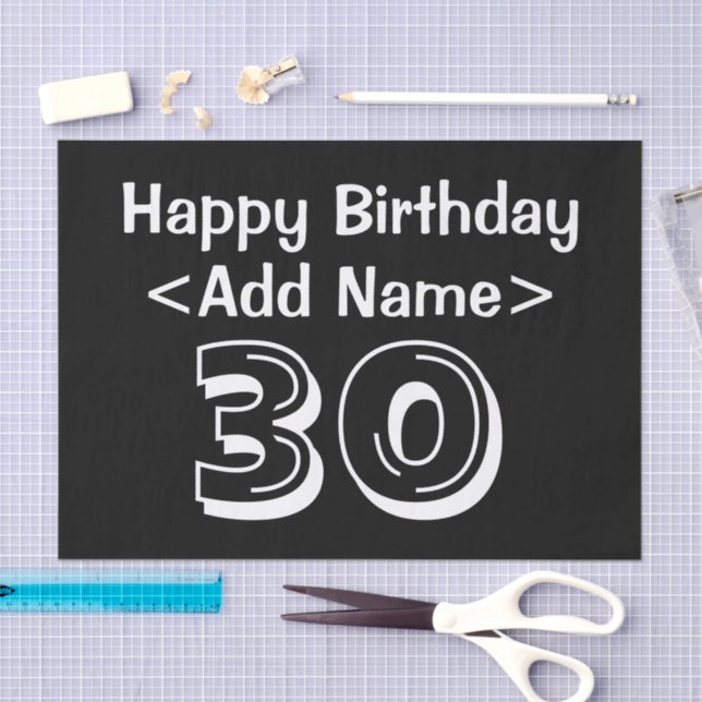 Personalised 30th Birthday Themed Tissue Paper (Craft)