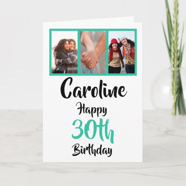 Personalised 30th happy birthday photo collage card (Front)