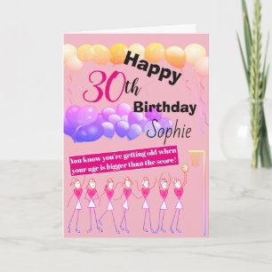 Personalised 30th Netball Player Birthday Card