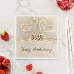 Personalised 30th Pearl Anniversary Paper Napkins