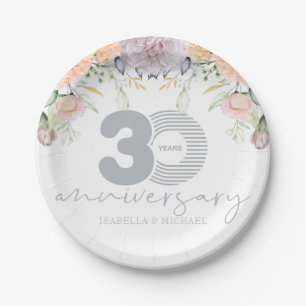 Personalised 30th Wedding Anniversary Floral Paper Plate