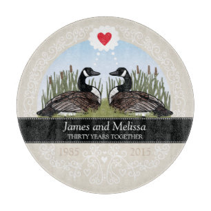 Personalised 30th Wedding Anniversary, Geese Cutting Board