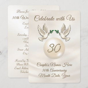 Personalised 30th Wedding Anniversary Invitations