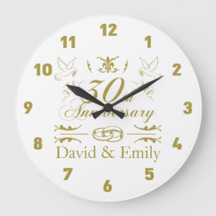 Personalised 30th Wedding Anniversary Large Clock