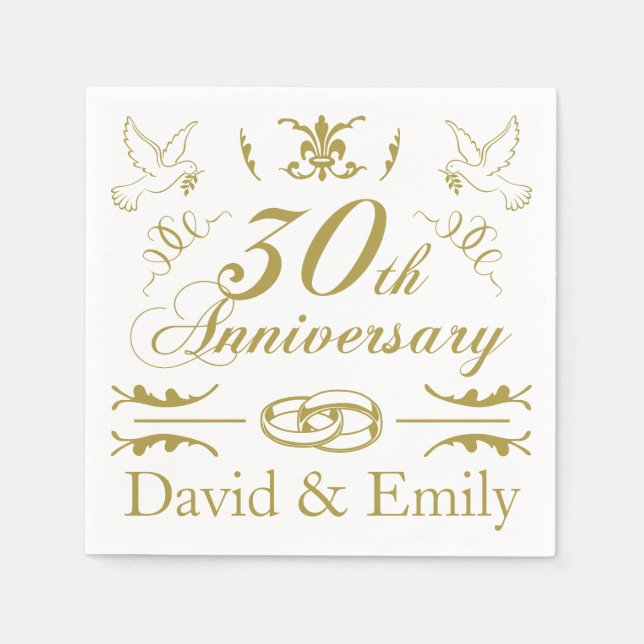 Personalised 30th Wedding Anniversary Napkin (Front)
