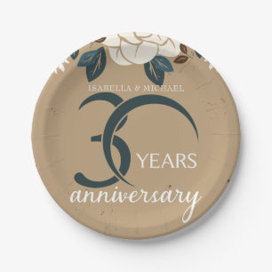 Personalised 30th Wedding Anniversary Rustic Paper Plate