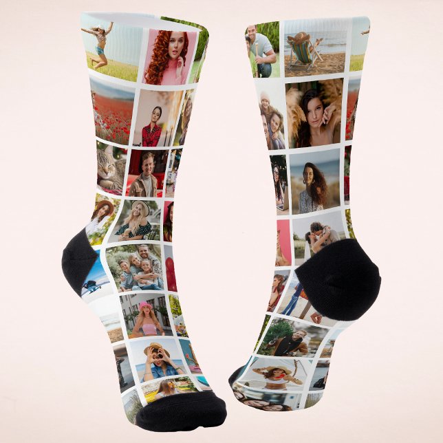 Personalised 32 Photo Collage Custom Gift Socks (Creator Uploaded)