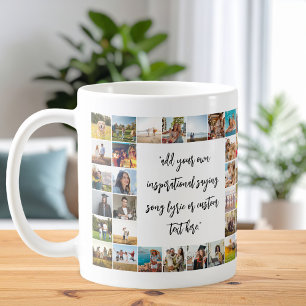 Personalised 32 Photo Collage Custom Quote Coffee Mug