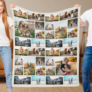 Personalised 32 Photo Collage Fleece Blanket