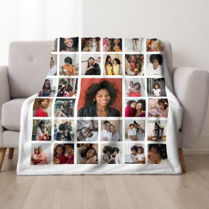 Personalised 33 Photo Collage Memorial Fleece Blanket