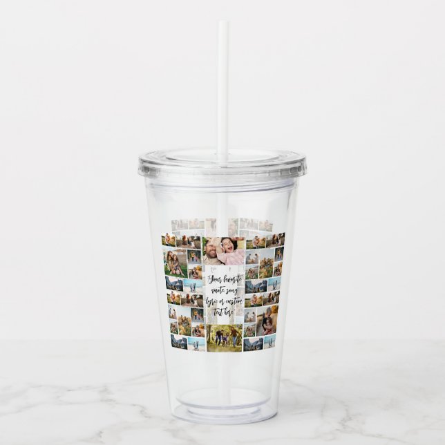 Personalised 34 Photo Collage Custom Quote Acrylic Tumbler (Front)