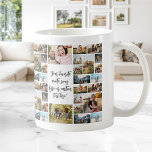 Personalised 34 Photo Collage Custom Quote Coffee Mug<br><div class="desc">Create your own custom quote photo collage mug. Features 34 of your favourite pictures and personalised text in modern calligraphy typography. Print is repeated on front and back.</div>