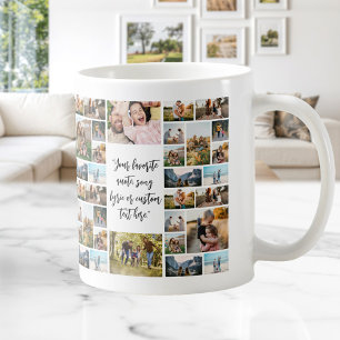 Personalised 34 Photo Collage Custom Quote Coffee Mug