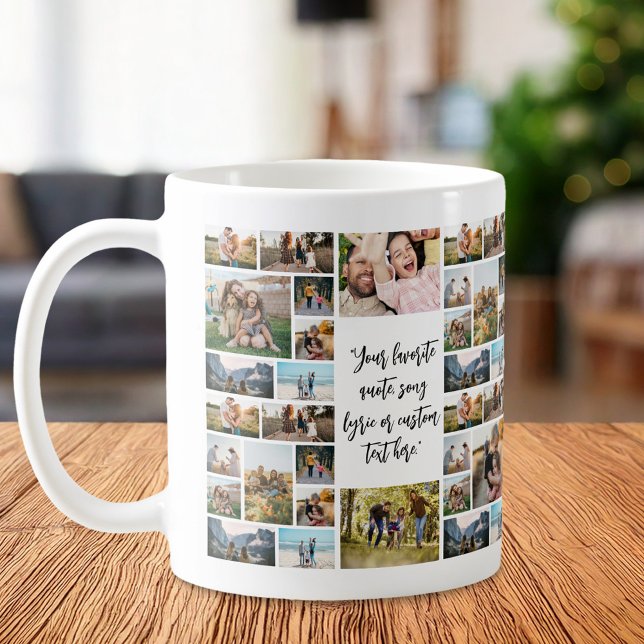 Personalised 34 Photo Collage Custom Quote Coffee Mug (Creator Uploaded)
