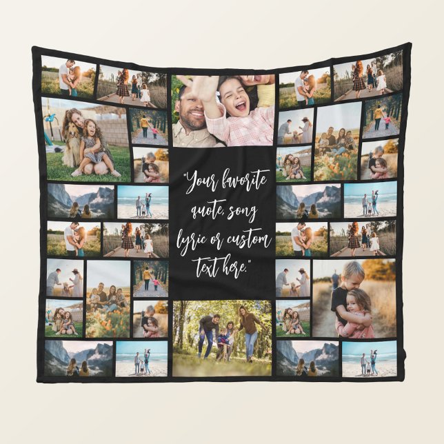 Personalised 34 Photo Collage Custom Quote Fleece Blanket (Creator Uploaded)