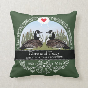 Personalised 35th Wedding Anniversary, Geese Cushion