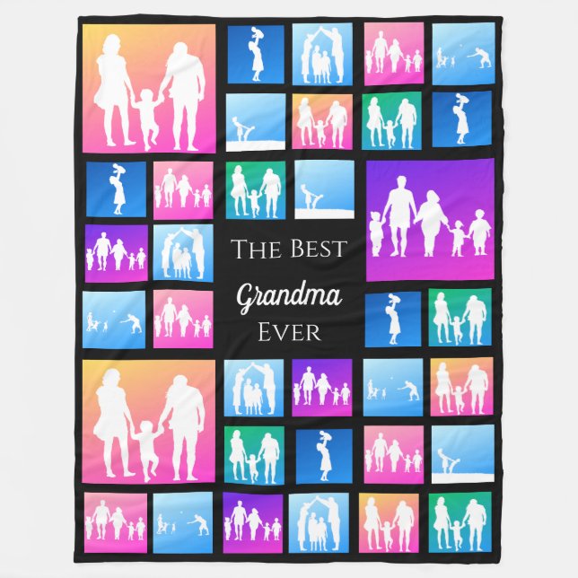 Personalised 39 Photo Collage Template Gift Fleece Blanket (Front)