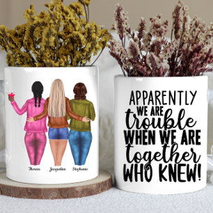 Personalised 3 Best Friends Trouble Coffee Mug
