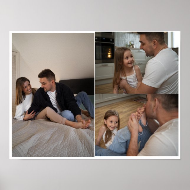 Personalised 3 Family Photo Collage Poster (Front)