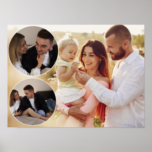 Personalised 3 Family Photo Collage Poster (Front)
