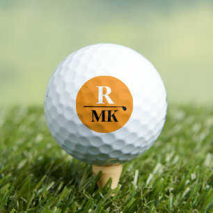 Personalised 3 initial letters orange colour golf balls