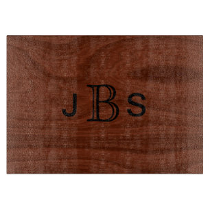 Personalised 3 Initial Monogram Wood Pattern Cutting Board