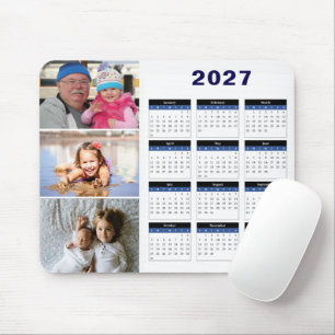 Personalised 3 Photo 2027 Calendar Mousepad