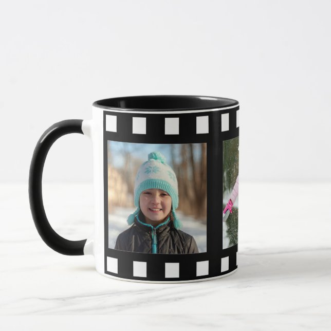 Personalised 3 Photo Black Film Roll Mug (Left)