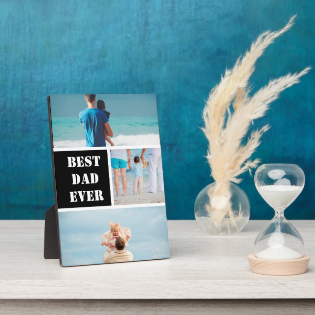 Personalised 3 Photo collage Best Dad ever gift  P Plaque (Side)
