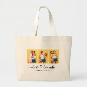 Personalised 3 Photo Collage Best Friends Forever  Large Tote Bag