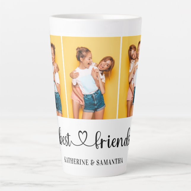 Personalised 3 Photo Collage Best Friends Forever  Latte Mug (Front)