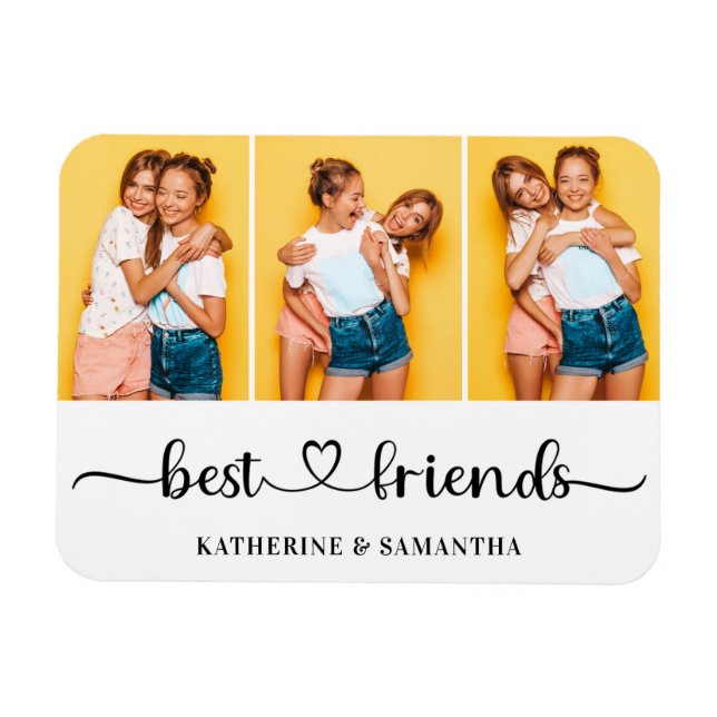 Personalised 3 Photo Collage Best Friends Forever Magnet (Horizontal)